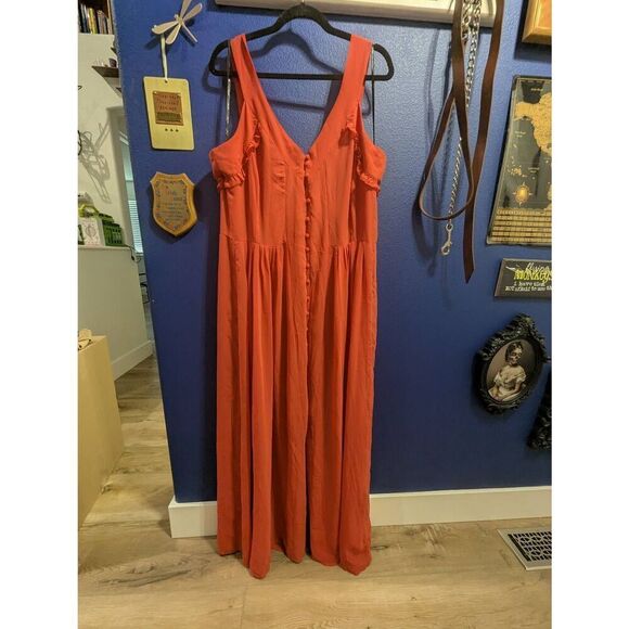 City Chic Dresses & Skirts - City Chic Maxi Dress Saffron Coral-Peach Button-Front Boho Plus Size 16 0X NWT